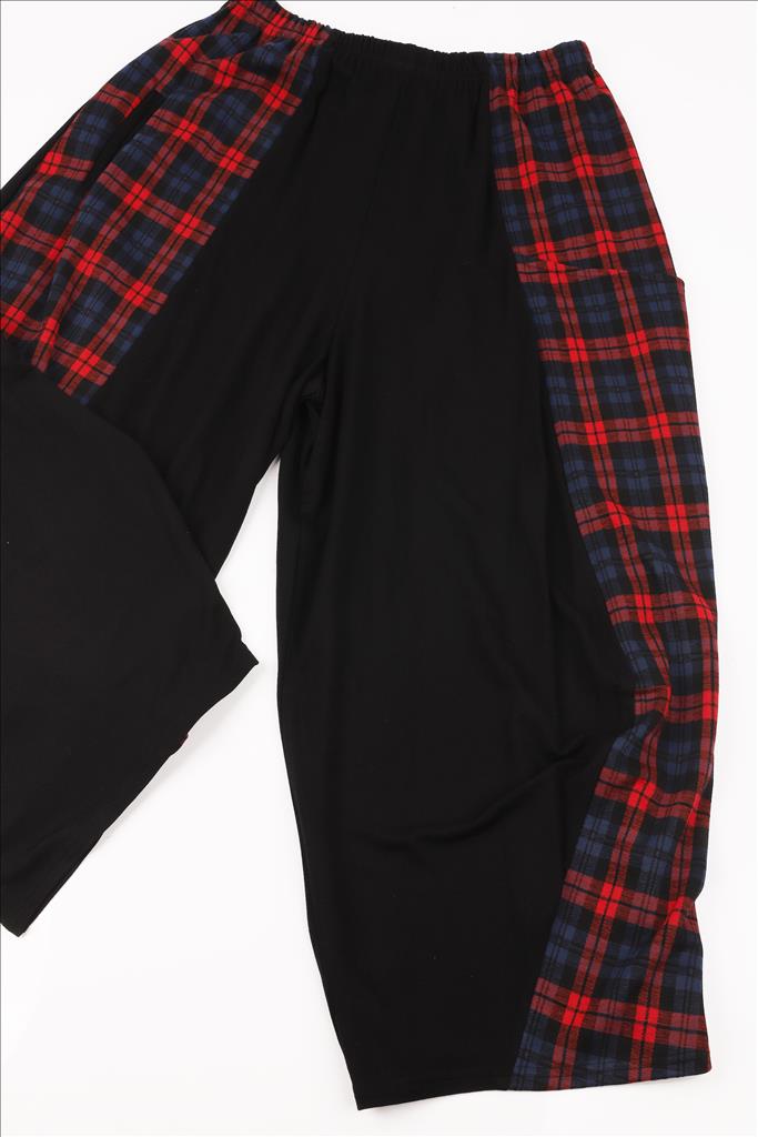 Winter trousers in balloon shape made of jacquard quality, Karry in black-red-blue