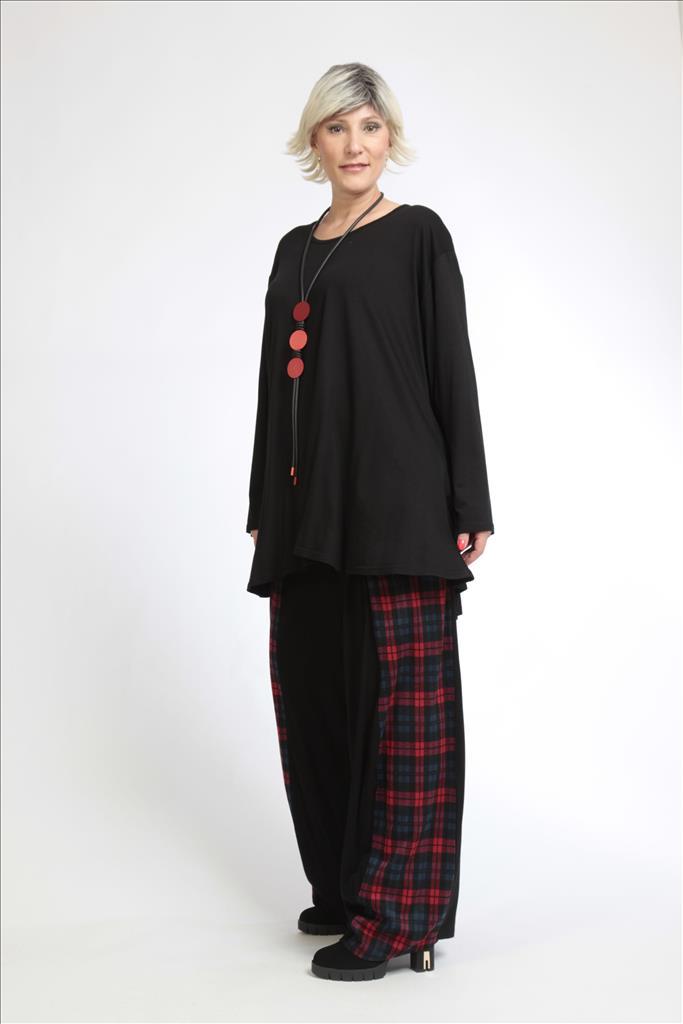 Winter trousers in balloon shape made of jacquard quality, Karry in black-red-blue