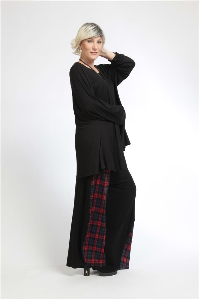 Winter trousers in balloon shape made of jacquard quality, Karry in black-red-blue