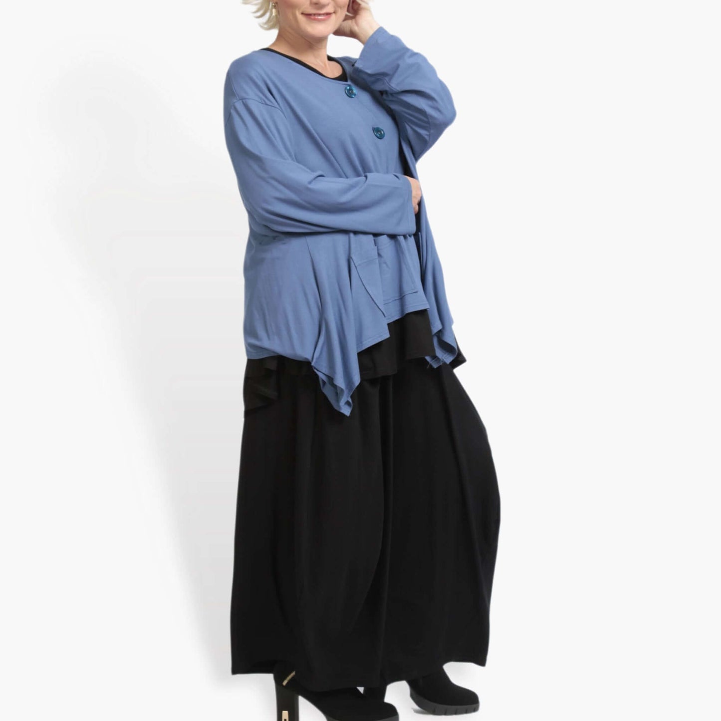 Everyday jacket in A-shape made of fine jersey quality, viscose basics in blue