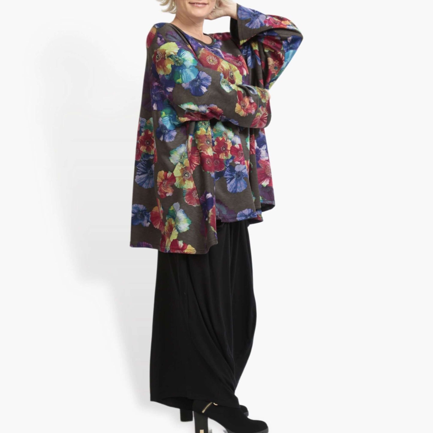 Winter big shirt in A-shape made of fine Romanit jersey quality, Sana in multicolor