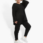 Everyday leggings in a ruffled shape made of fine jersey quality, viscose basics in black