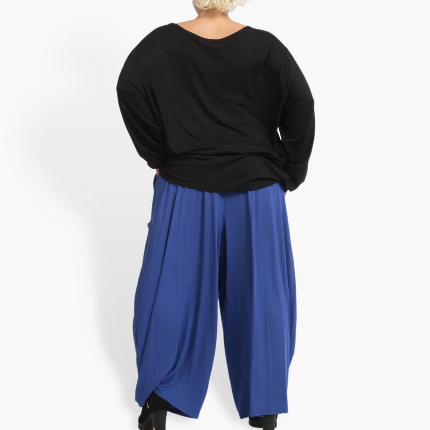 Winter trousers in balloon shape made of fine jersey quality, viscose basics in blue