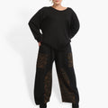 Winter trousers in a straight shape made of soft jacquard quality, Toronto in black-cognac