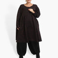 Winter dress in A-shape made of soft jacquard quality, Toronto in black-fuchsia
