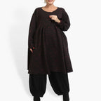 Winter dress in A-shape made of soft jacquard quality, Toronto in black-fuchsia