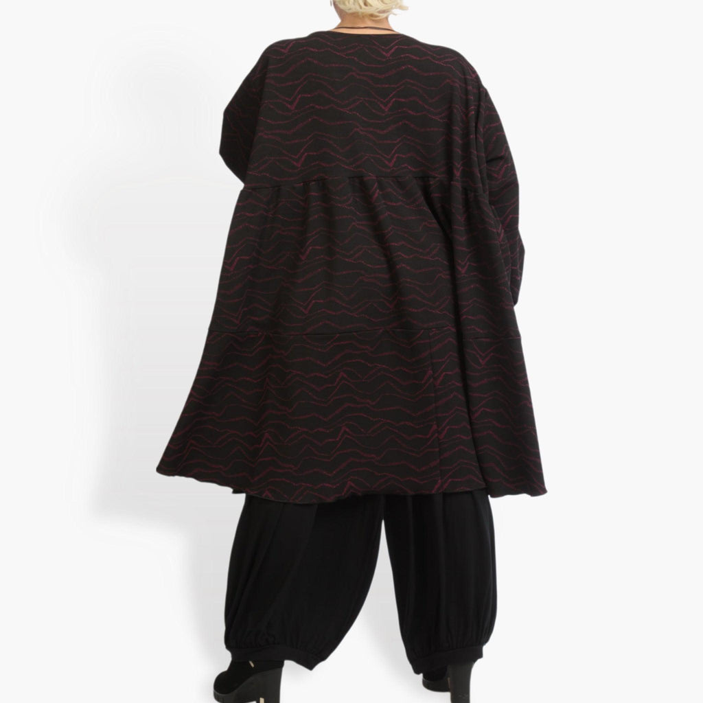 Winter dress in A-shape made of soft jacquard quality, Toronto in black-fuchsia