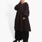 Winter dress in A-shape made of soft jacquard quality, Toronto in black-fuchsia