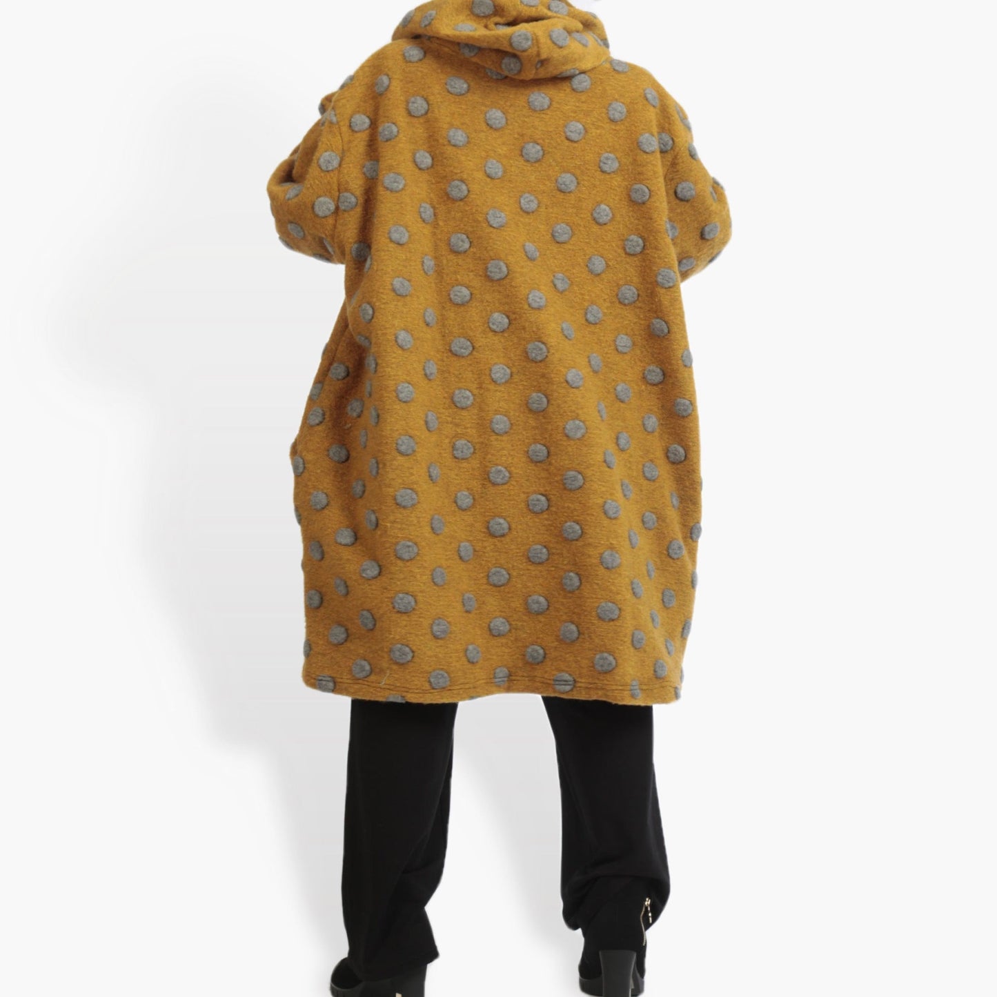 Transitional coat in a straight shape made of wool quality, wool size in mustard