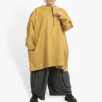 Winter big shirt in a boxy shape made of Romanit jersey quality, Lilo in mustard