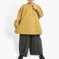 Winter big shirt in a boxy shape made of Romanit jersey quality, Lilo in mustard