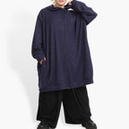 Winter jacket in balloon shape made of knitted quality, stitch in purple