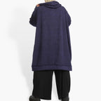Winter jacket in balloon shape made of knitted quality, stitch in purple