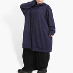 Winter jacket in balloon shape made of knitted quality, stitch in purple