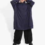 Winter jacket in balloon shape made of knitted quality, stitch in purple