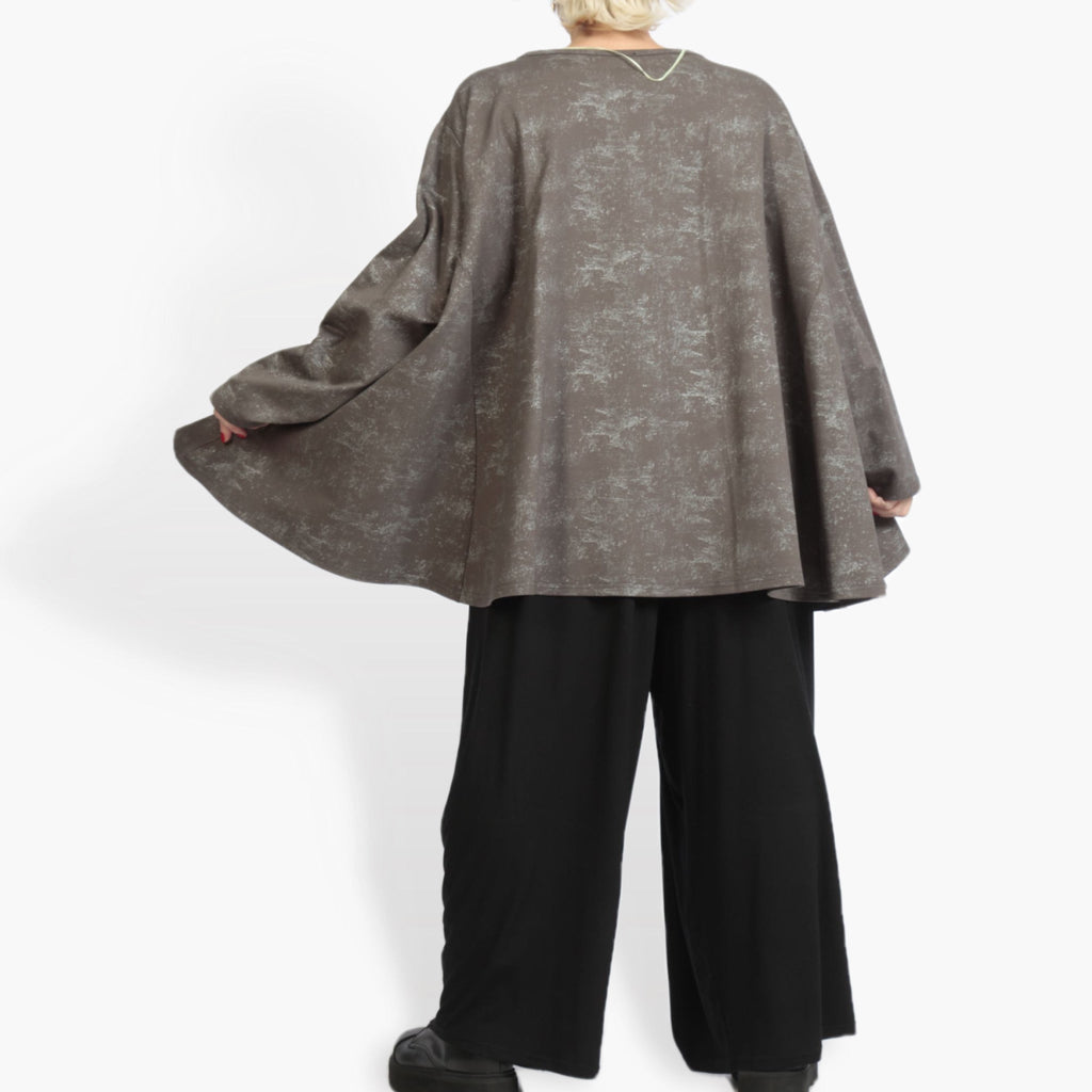 Winter big shirt in A-shape made of Romanit jersey quality, Lilo in gray