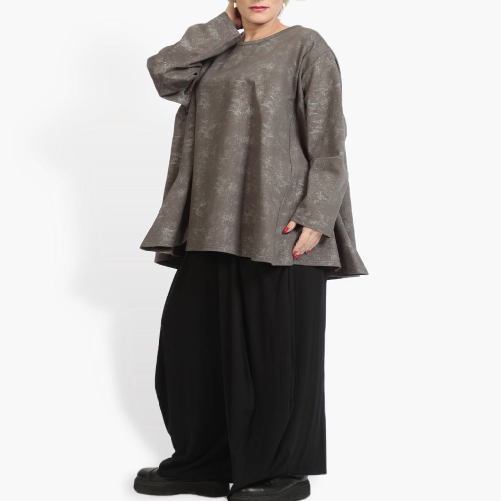 Winter big shirt in A-shape made of Romanit jersey quality, Lilo in gray