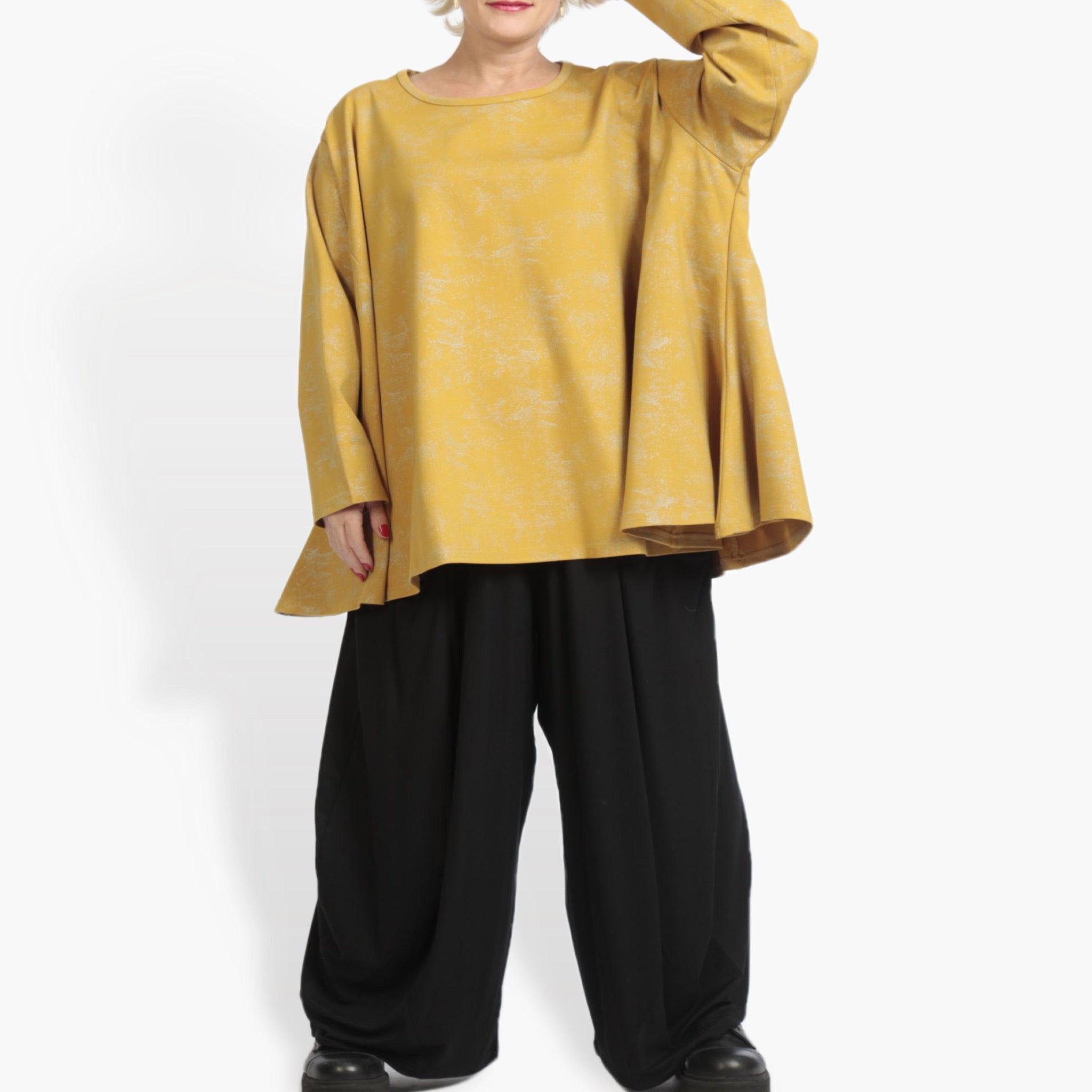 Winter big shirt in A-shape made of Romanit jersey quality, Lilo in mustard