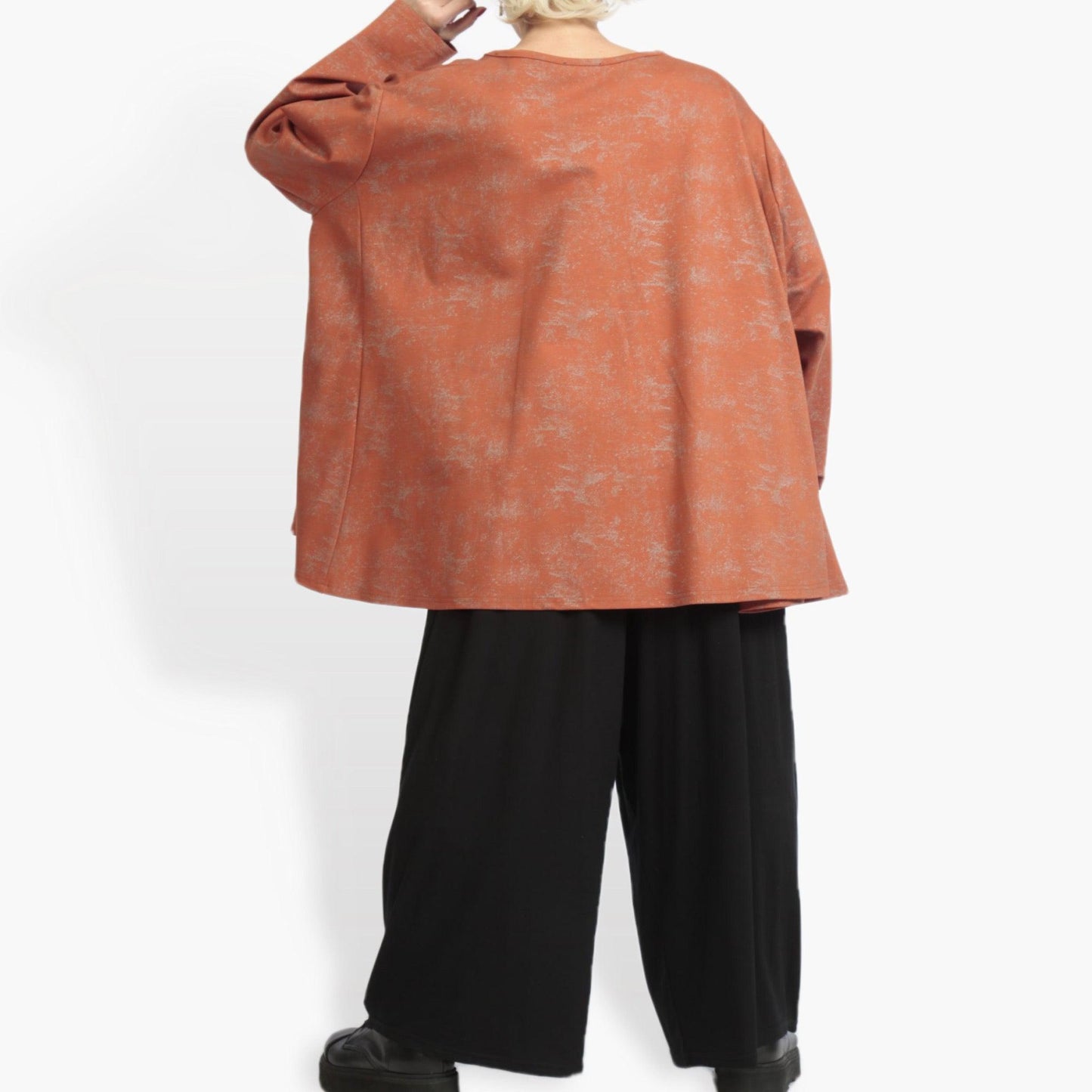 Winter big shirt in A-shape made of Romanit jersey quality, Lilo in terracotta