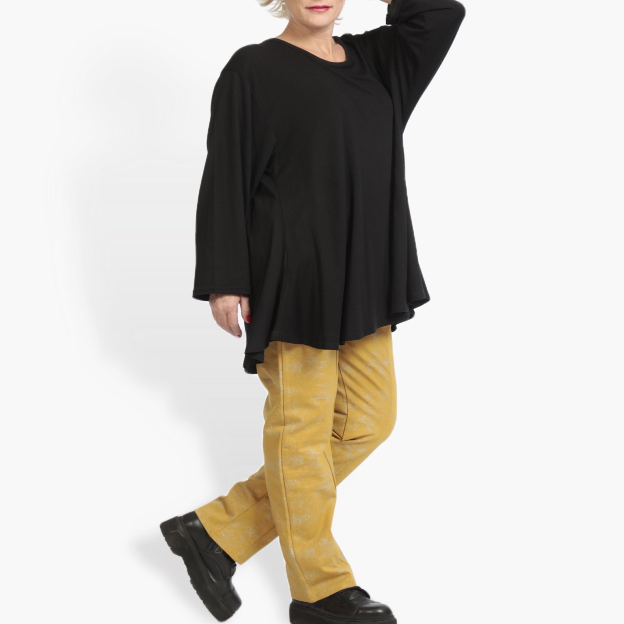 Winter trousers in the shape of Romanit jersey quality, Lilo in mustard
