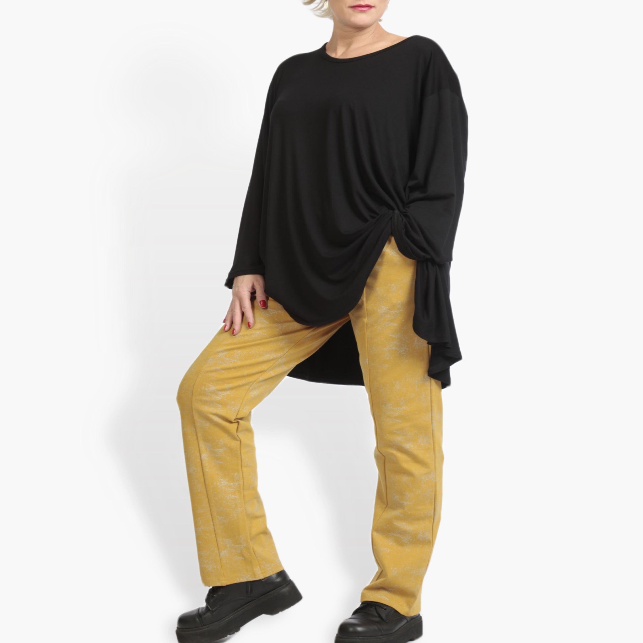 Winter trousers in the shape of Romanit jersey quality, Lilo in mustard