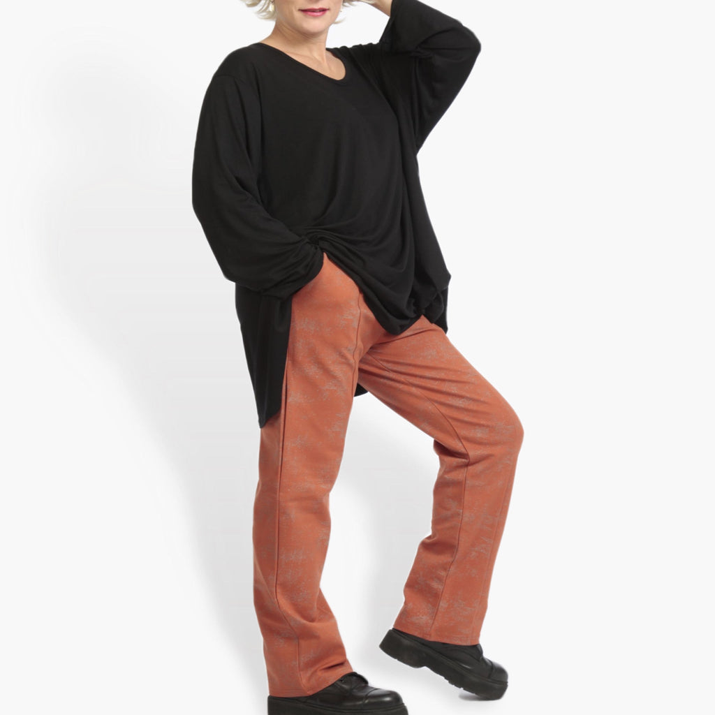 Winter trousers in the shape of Romanit jersey quality, Lilo in terracotta