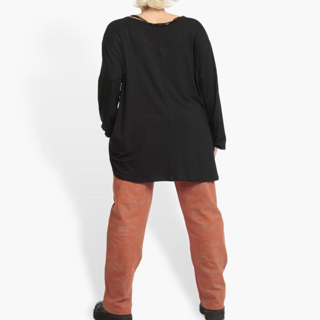 Winter trousers in the shape of Romanit jersey quality, Lilo in terracotta