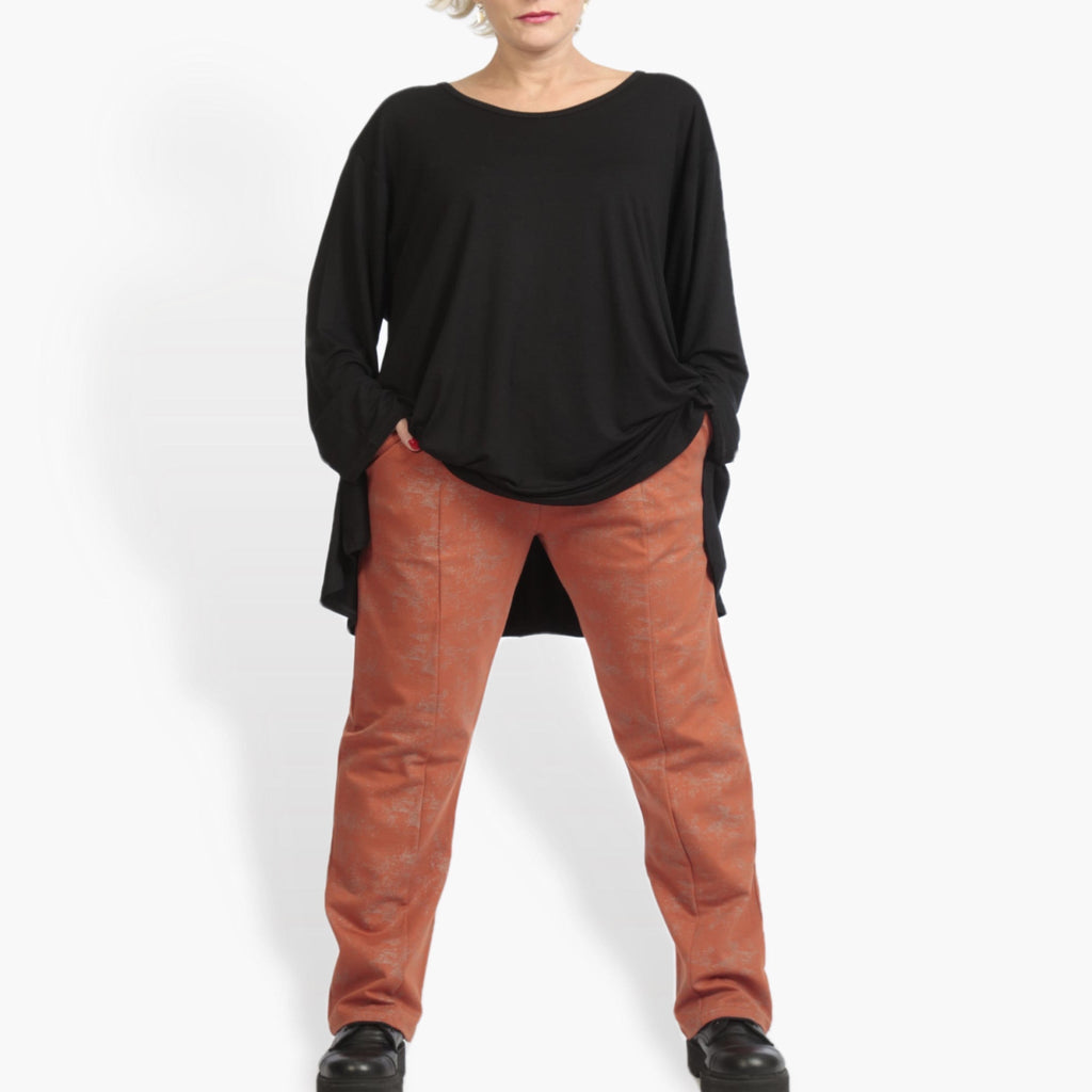 Winter trousers in the shape of Romanit jersey quality, Lilo in terracotta