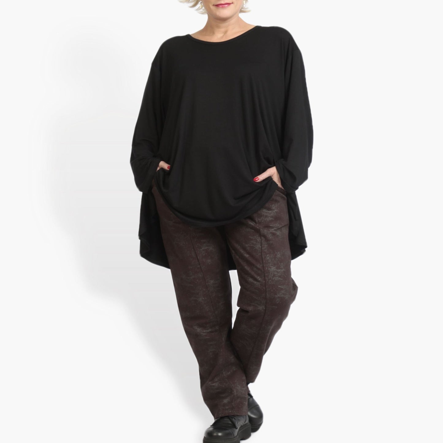 Winter trousers in the shape of Romanit jersey quality, Lilo in brown