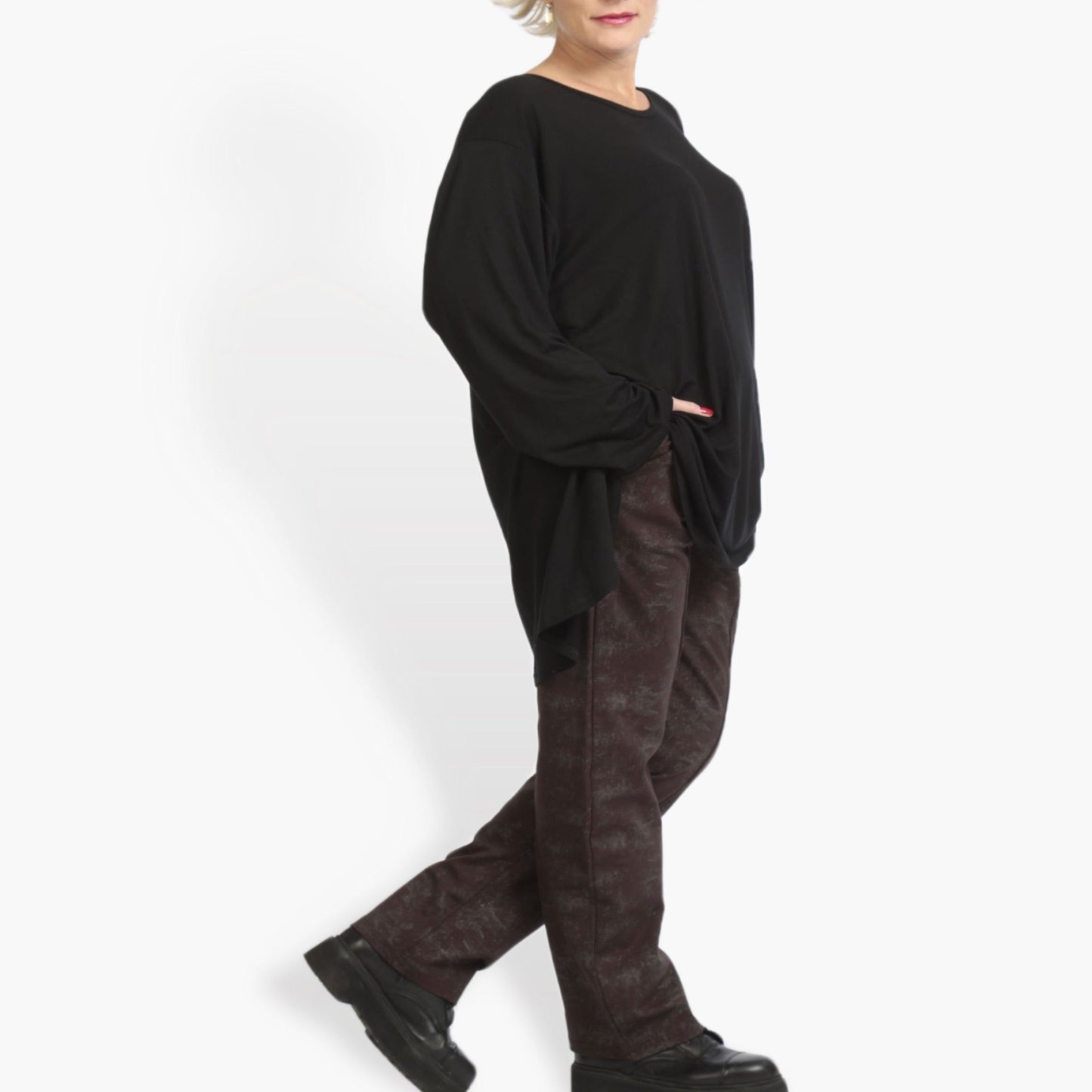 Winter trousers in the shape of Romanit jersey quality, Lilo in brown