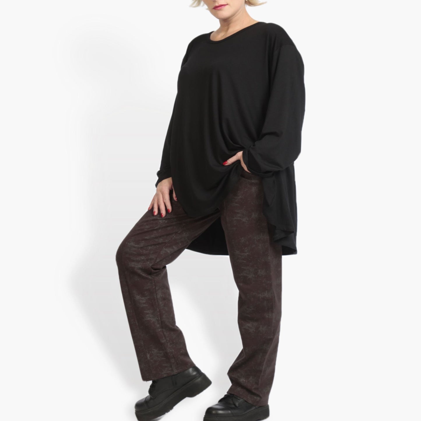 Winter trousers in the shape of Romanit jersey quality, Lilo in brown