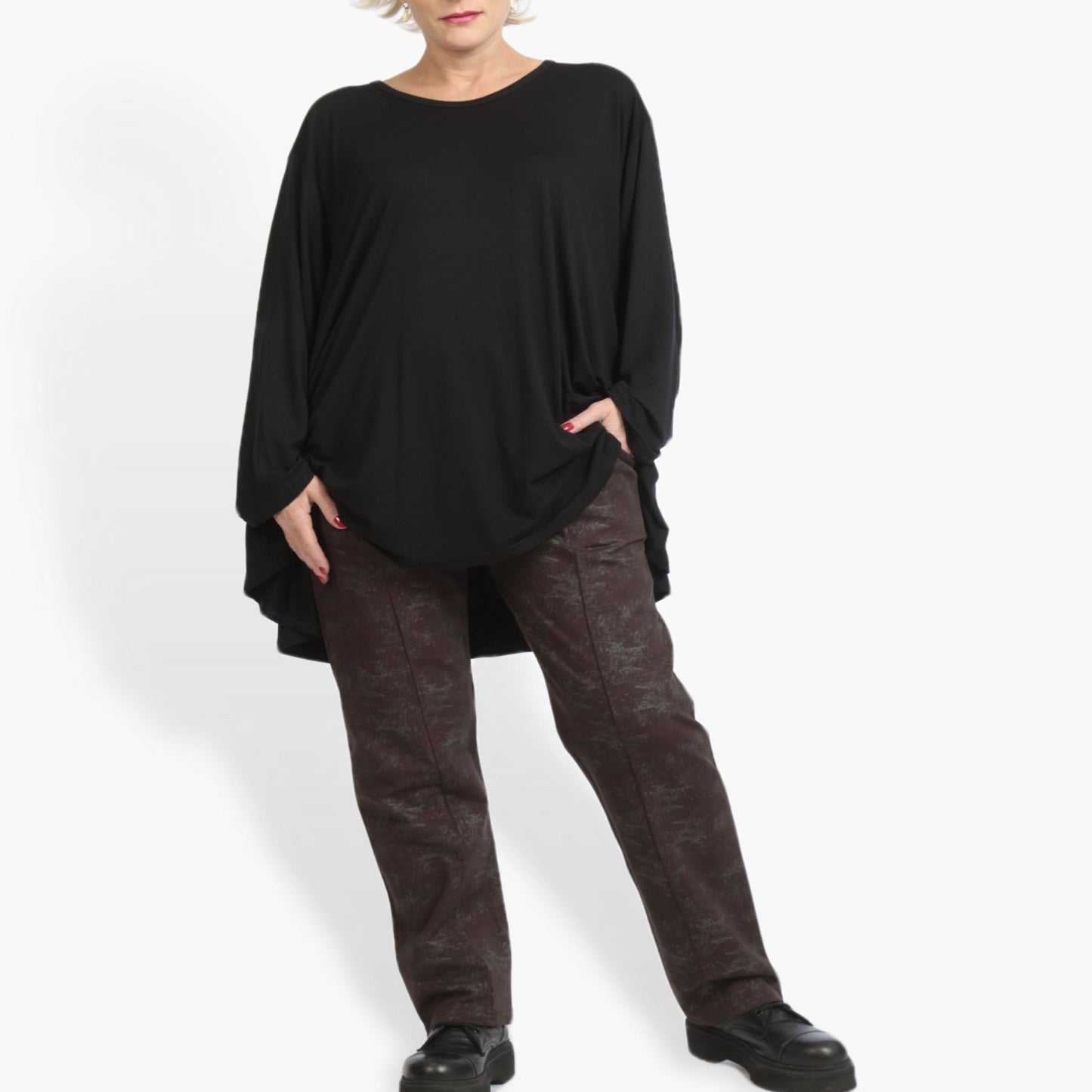 Winter trousers in the shape of Romanit jersey quality, Lilo in brown