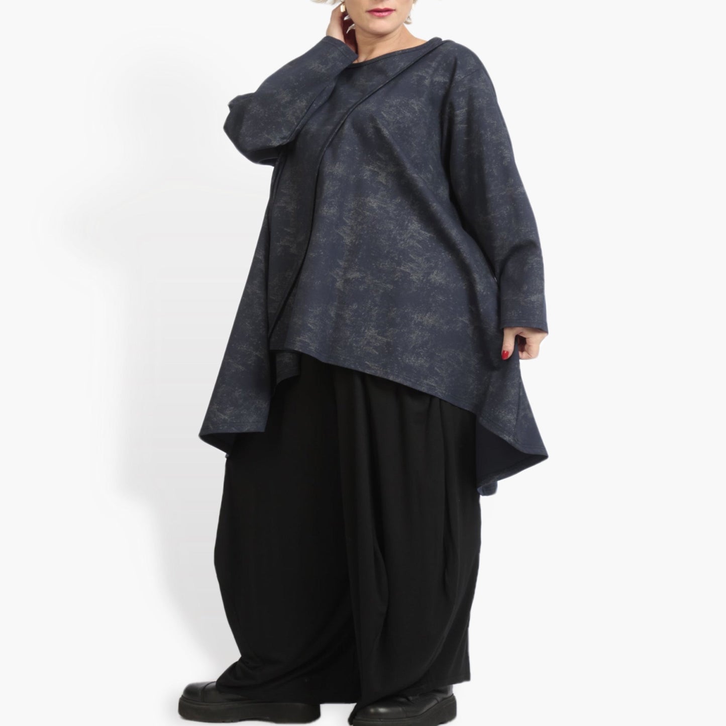 Winter Big Shirt in A-Form aus er Romanit Jersey Qualität, Lilo in Blau