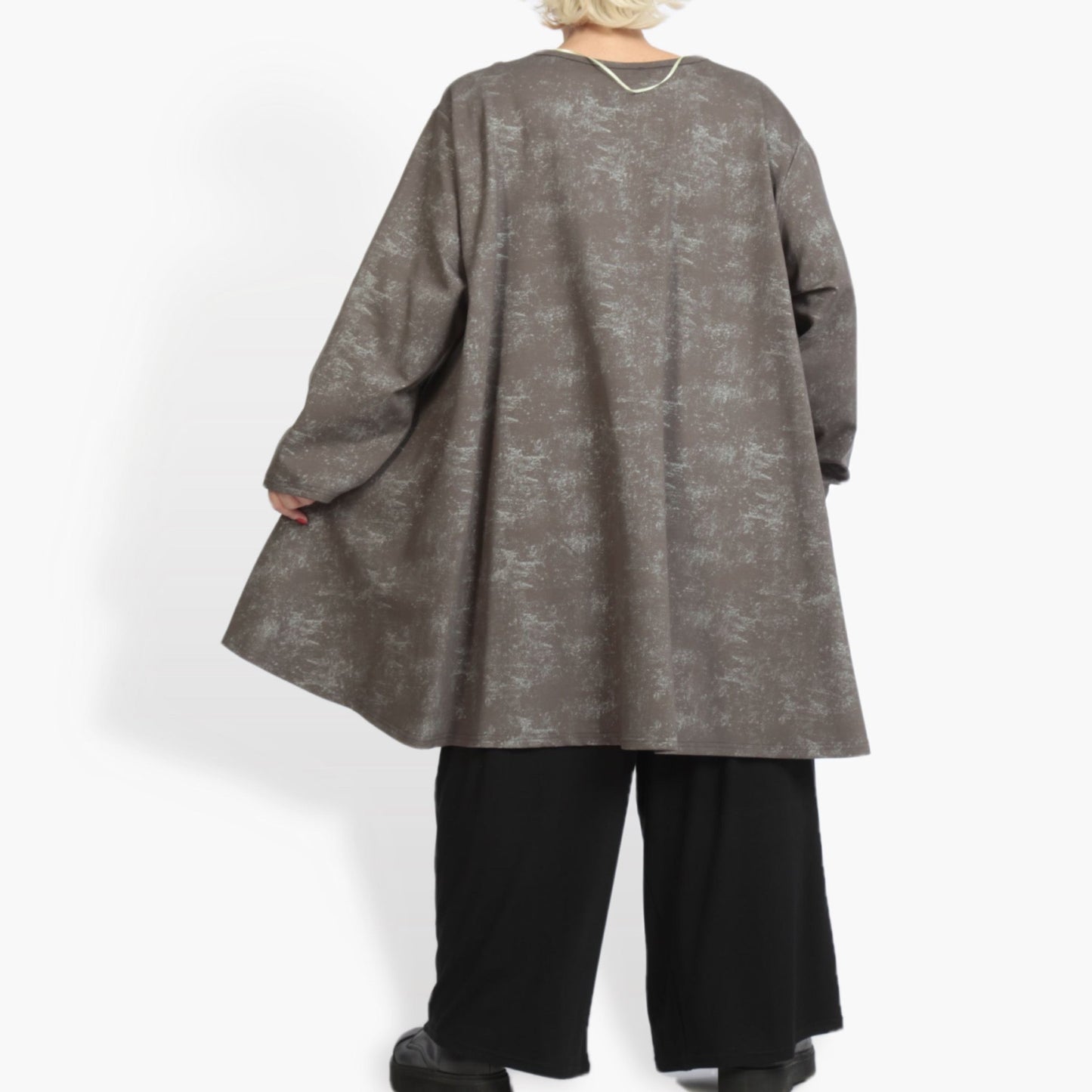 Winter Big Shirt in A-Form aus er Romanit Jersey Qualität, Lilo in Grau