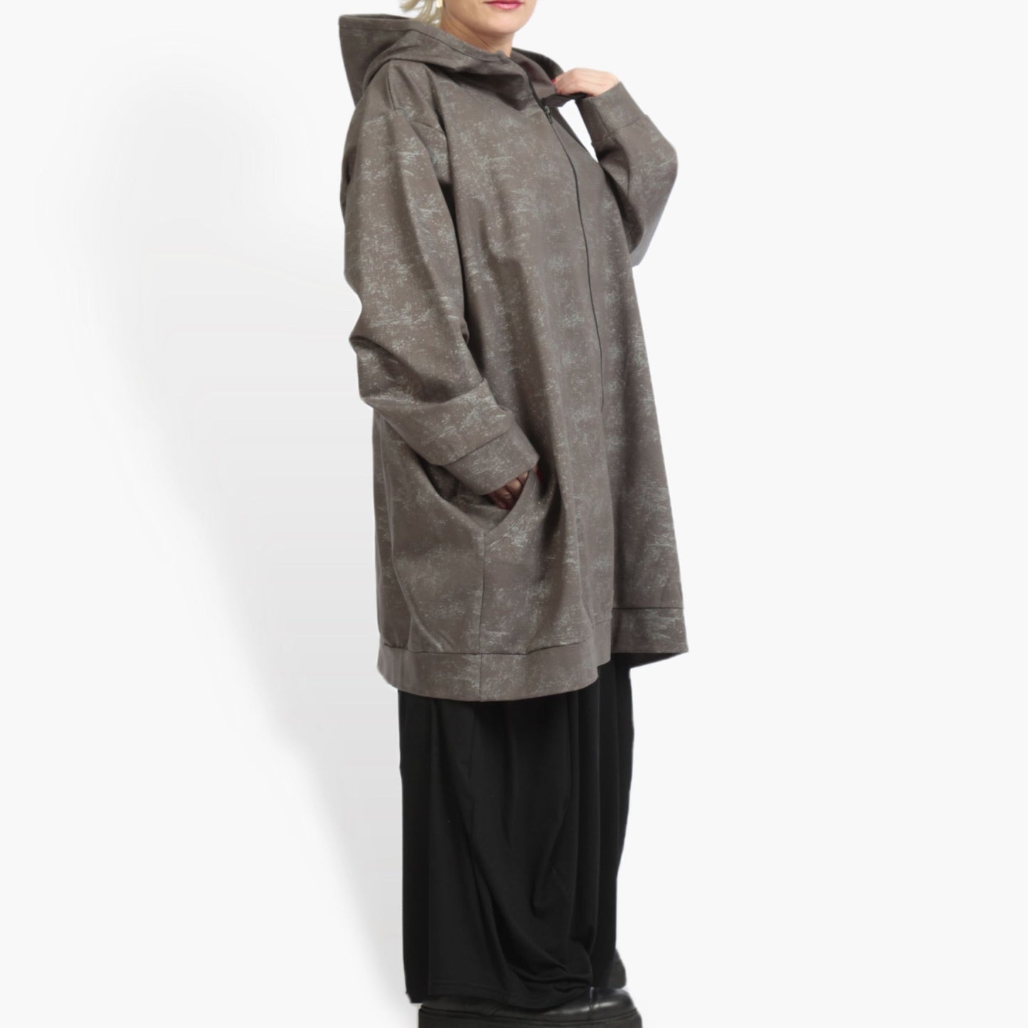 Winter jacket in balloon shape made of Romanit jersey quality, Lilo in gray