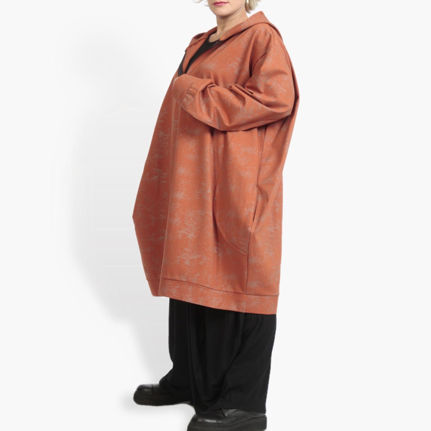 Winter jacket in balloon shape made of Romanit jersey quality, Lilo in terracotta