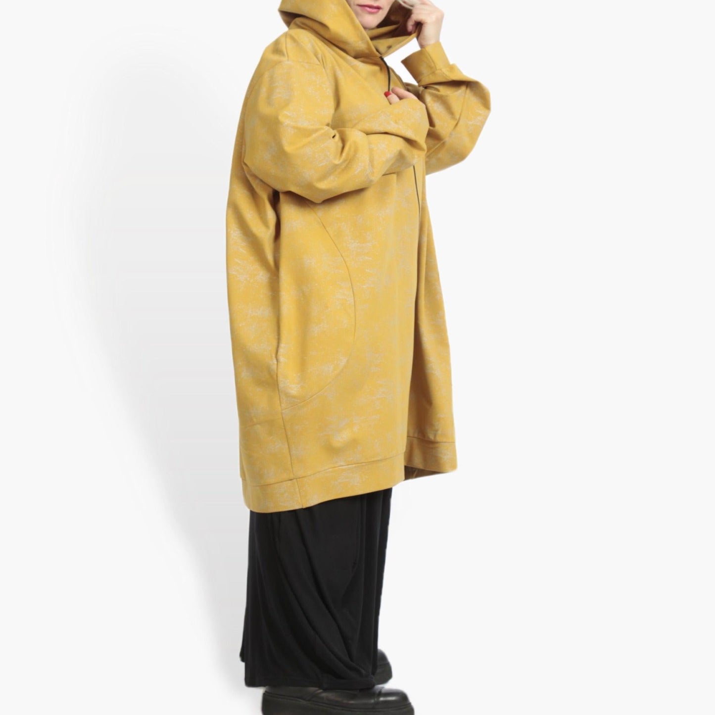 Winter jacket in balloon shape made of Romanit jersey quality, Lilo in mustard