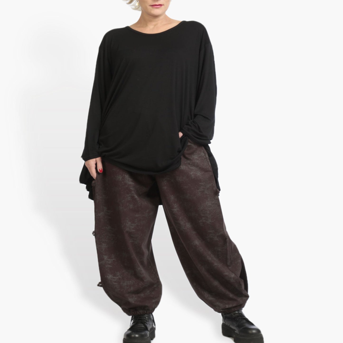 Winter trousers in the shape of Romanit jersey quality, Lilo in brown