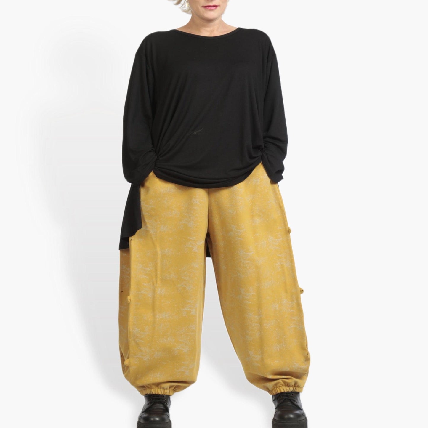 Winter trousers in the shape of Romanit jersey quality, Lilo in mustard