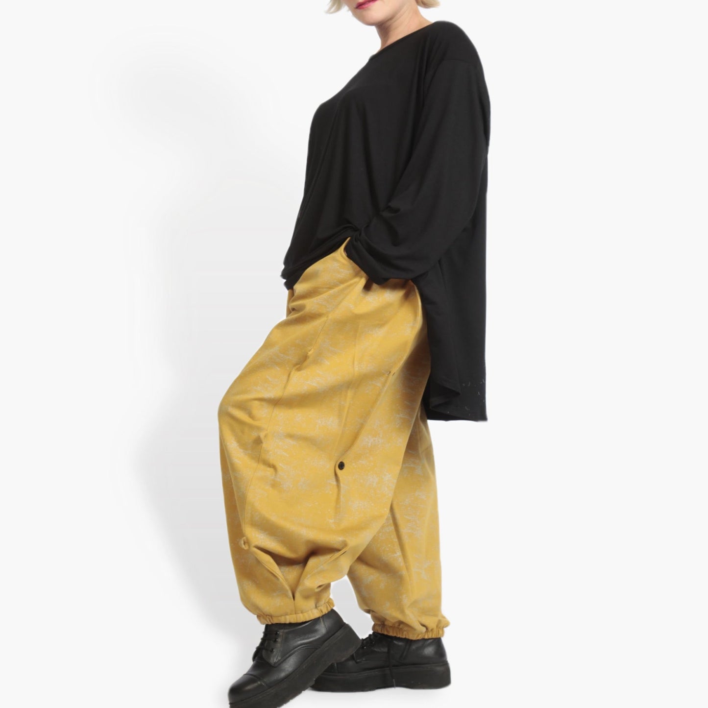 Winter trousers in the shape of Romanit jersey quality, Lilo in mustard