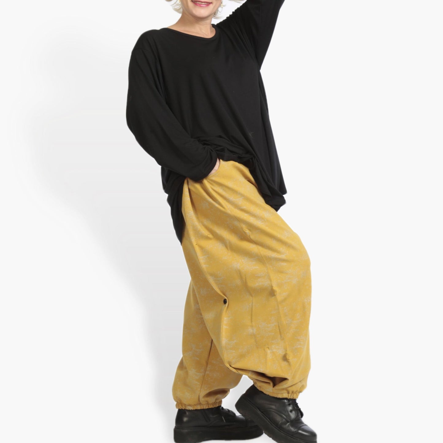 Winter trousers in the shape of Romanit jersey quality, Lilo in mustard