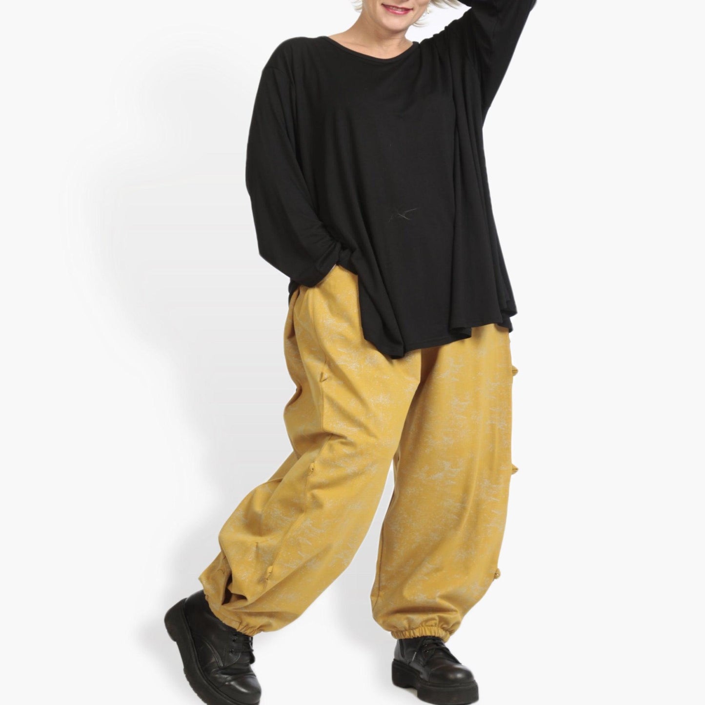 Winter trousers in the shape of Romanit jersey quality, Lilo in mustard