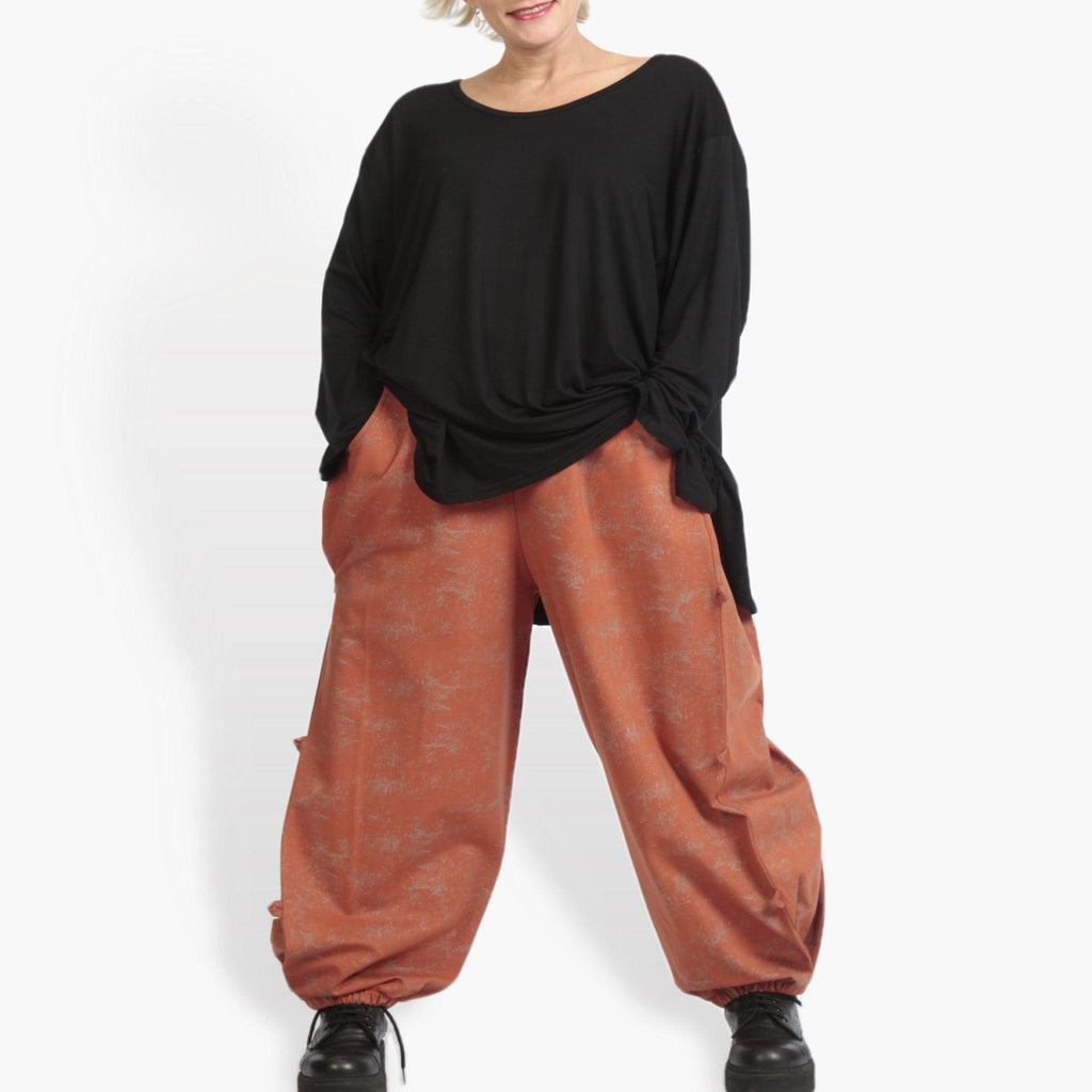 Winter trousers in the shape of Romanit jersey quality, Lilo in terracotta