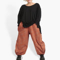 Winter trousers in the shape of Romanit jersey quality, Lilo in terracotta