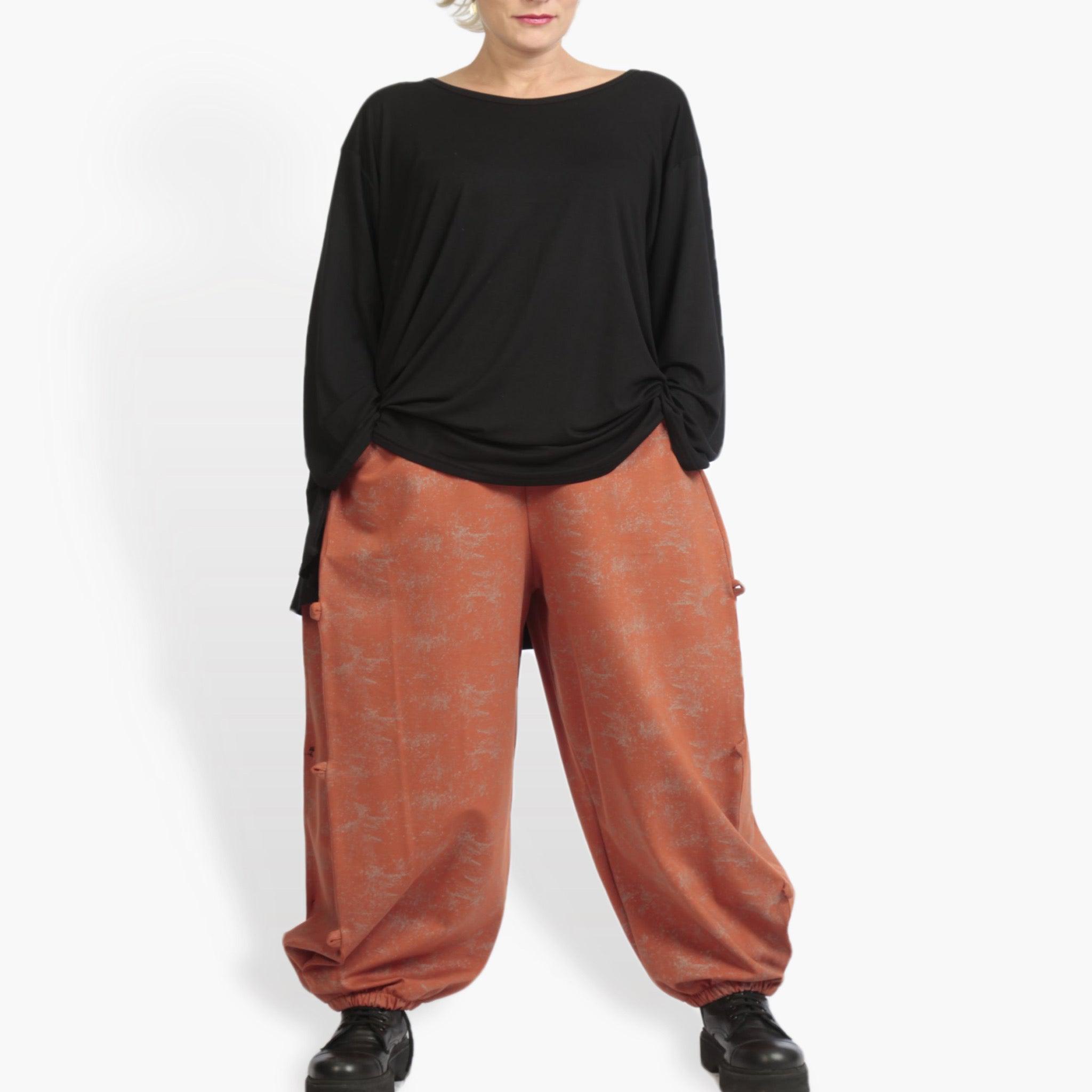 Winter trousers in the shape of Romanit jersey quality, Lilo in terracotta