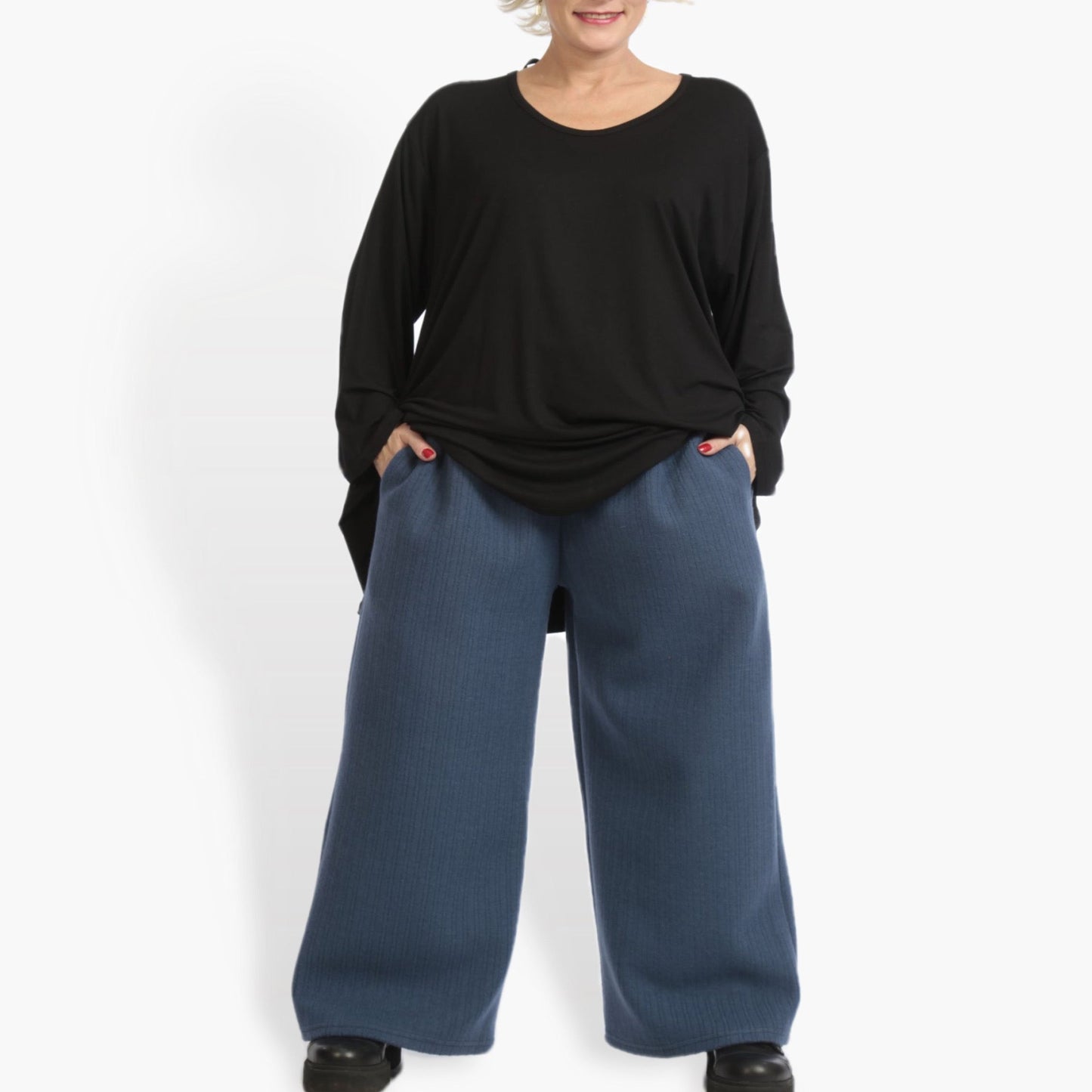 Winter trousers in a straight shape made of wool blend quality, Weely in blue