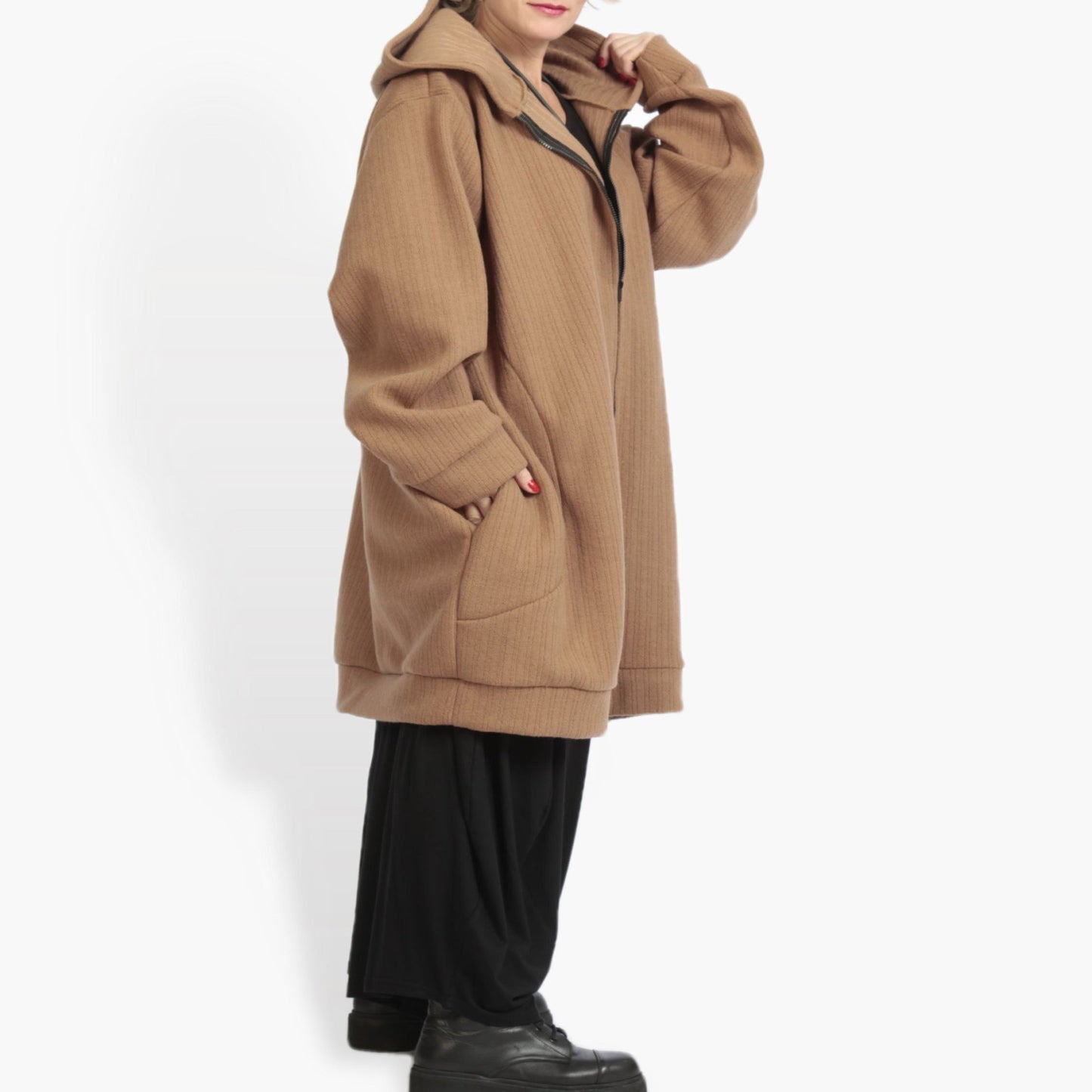 Winter coat in a straight shape made of wool blend quality, Weely in Camel