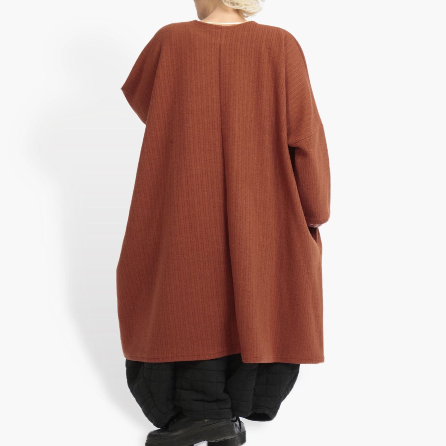 Winter dress in a straight shape made of wool blend quality, Weely in terracotta