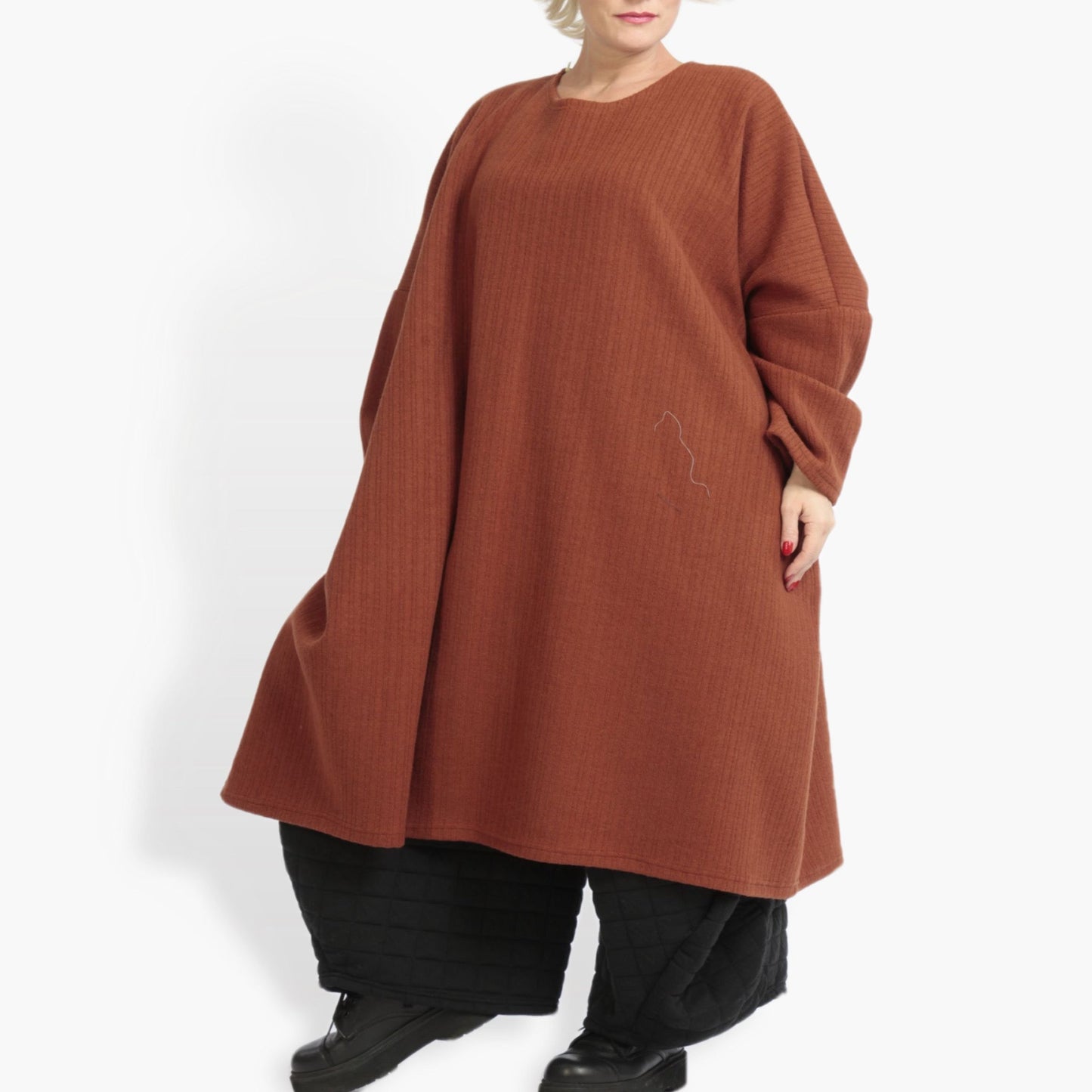 Winter dress in a straight shape made of wool blend quality, Weely in terracotta