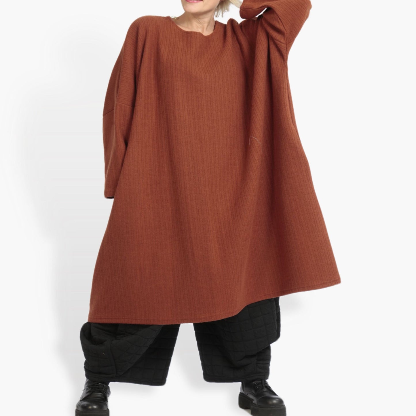 Winter dress in a straight shape made of wool blend quality, Weely in terracotta